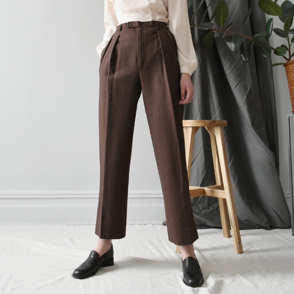Yves Saint Laurent Pants - Vintage Yves Saint Laurent Wool Brown Trousers 10